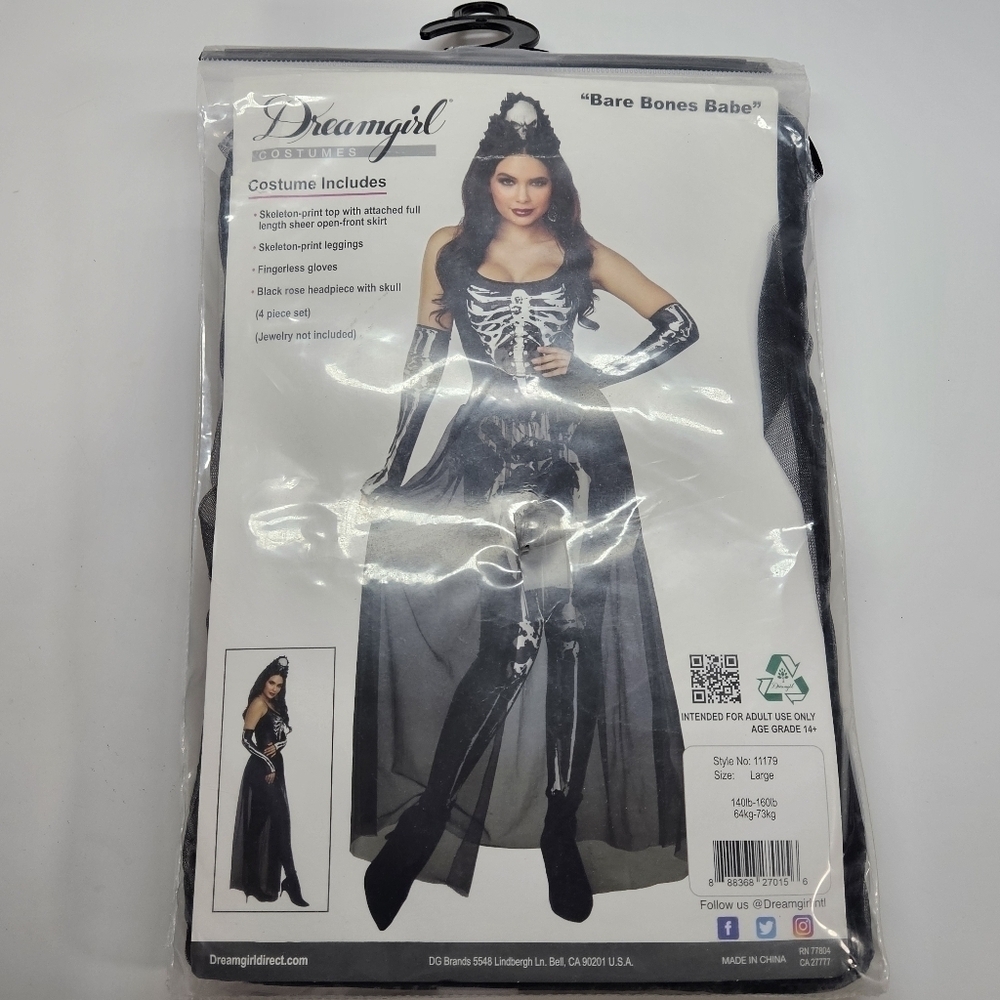 NEW Dreamgirl Bare Bones Skeleton Babe Costume Set Large Yandy - Picture 2 of 7